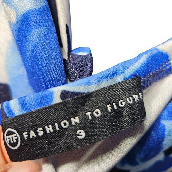 Blue & White Floral Fit & Flare Dress With Spaghetti Straps By Fashion To Figure - Picture 3 of 5